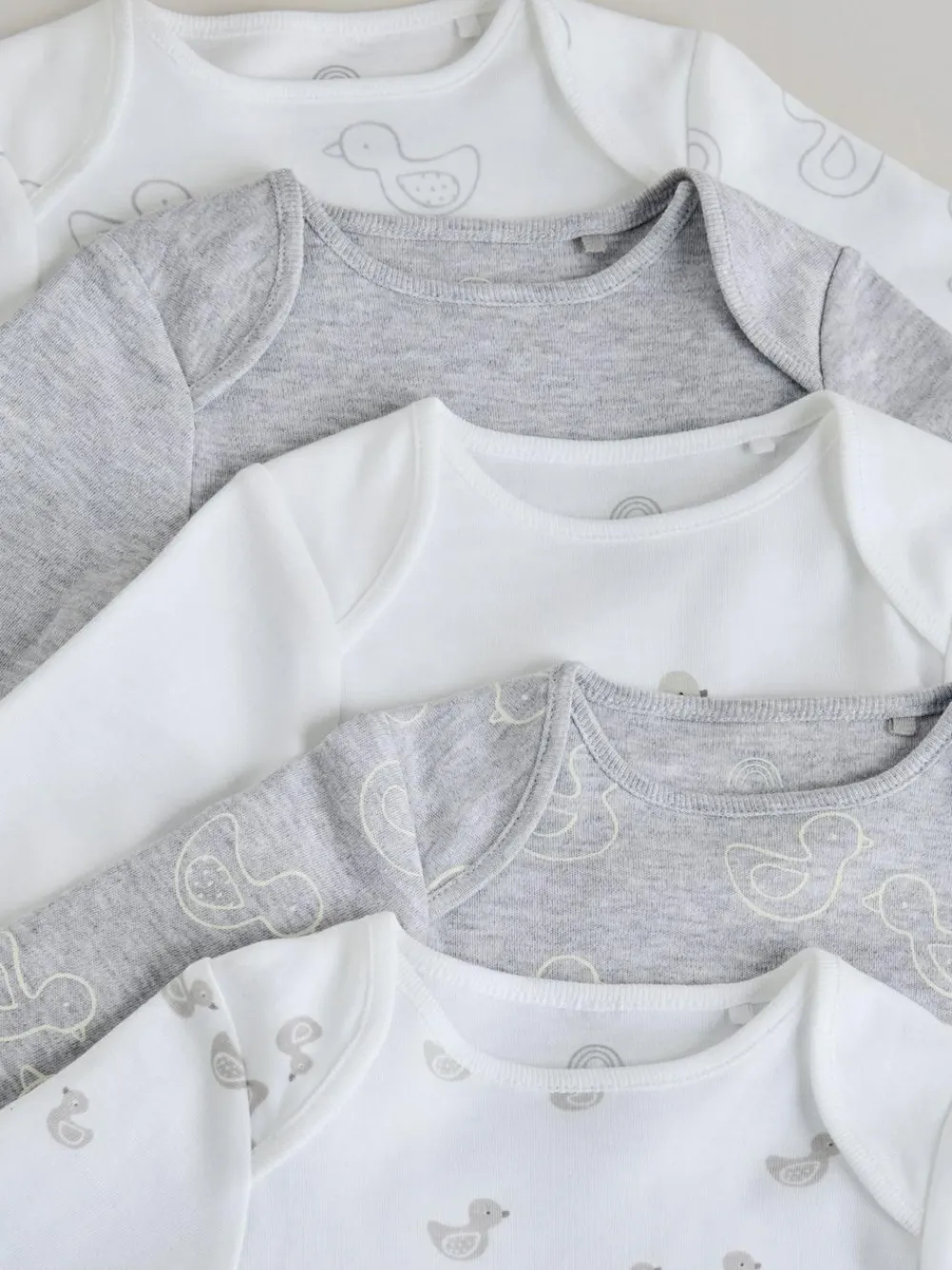 Next Grey Long Sleeved Baby Bodysuits 5 Pack^BOY Unisex|Bodysuits & Vests