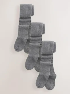 Next Longer Length Cotton Rich School Tights 3 Pack Grey
