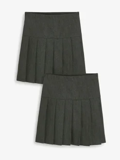 Next Grey Longer Length Regular Waist 2 Pack Pleated School Skirts (3-16yrs)^ Shorts & Skirts