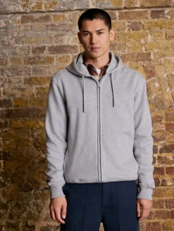 Next Cotton Rich Heavyweight Jersey Full Zip Hoodie Grey Marl