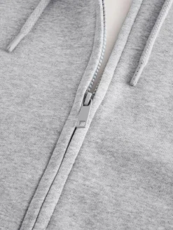Next Cotton Rich Heavyweight Jersey Full Zip Hoodie Grey Marl