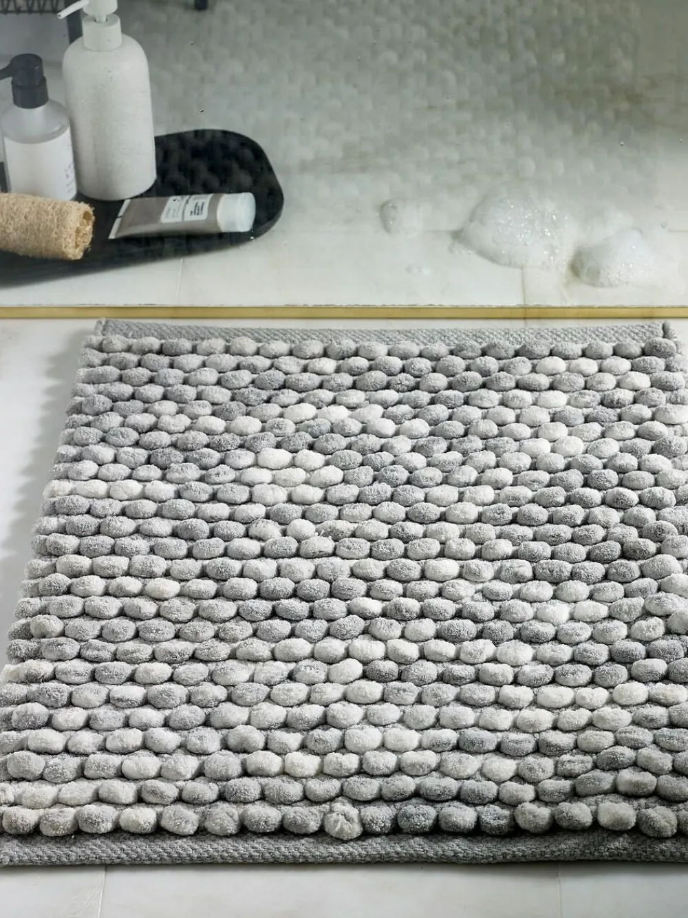 Hot Next Giant Bobble Shower Mat Grey Marl