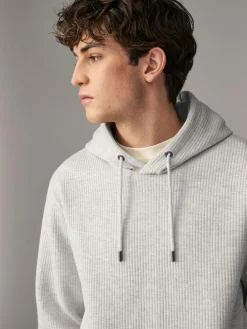 New Next Linear Texture Hoodie Grey Marl