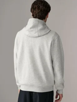 New Next Linear Texture Hoodie Grey Marl