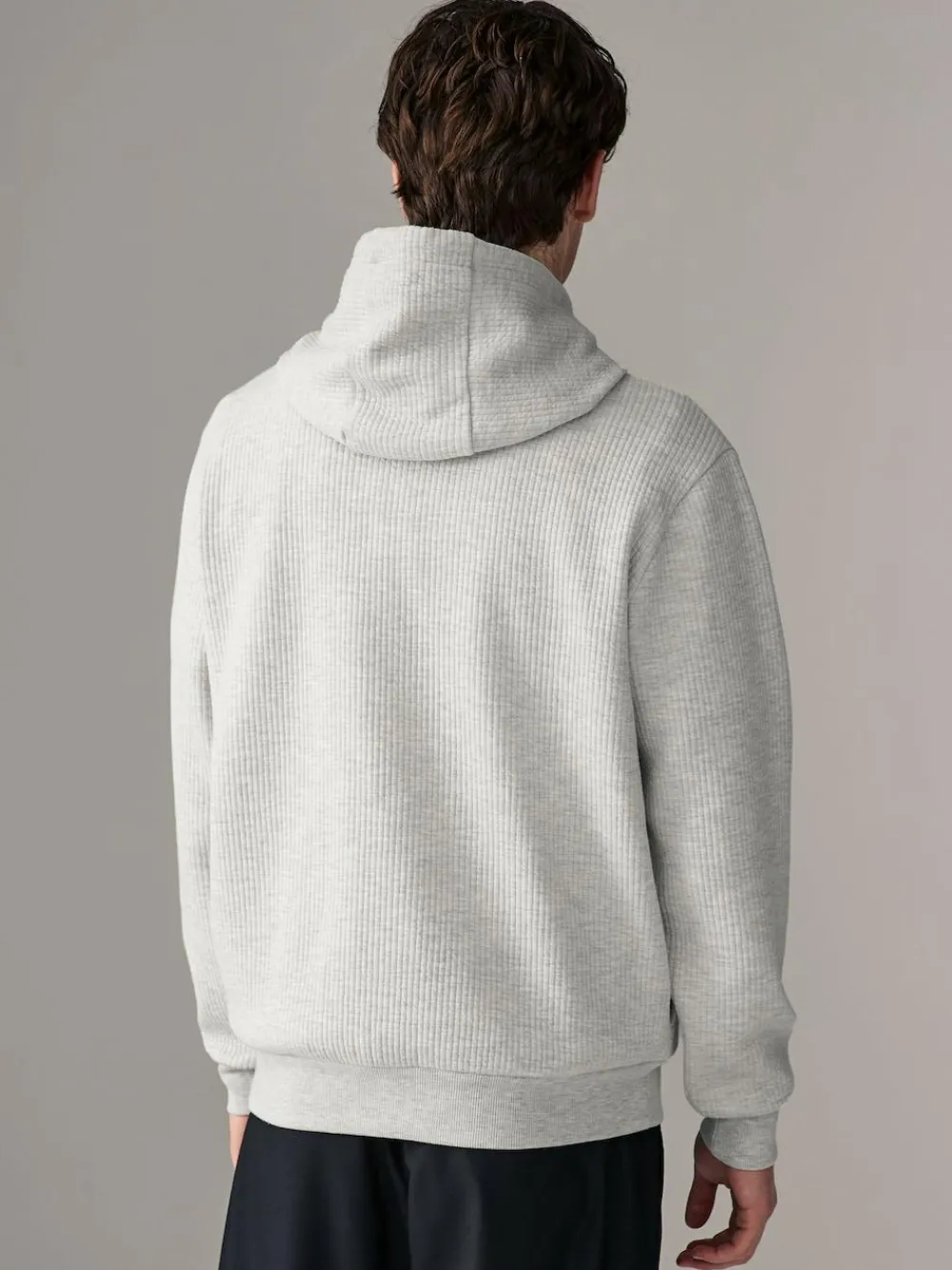 New Next Linear Texture Hoodie Grey Marl