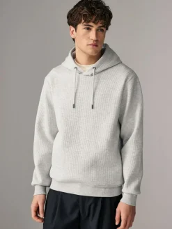 New Next Linear Texture Hoodie Grey Marl