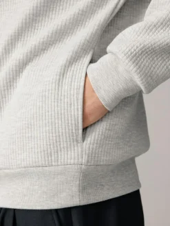 New Next Linear Texture Hoodie Grey Marl