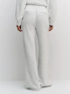 Next Premium Wide Leg Jersey Joggers Grey Marl