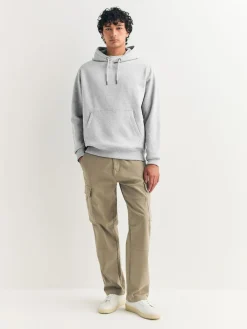 Hot Next Grey Marl Regular Fit Heavyweight Cotton Rich Jersey Hoodie