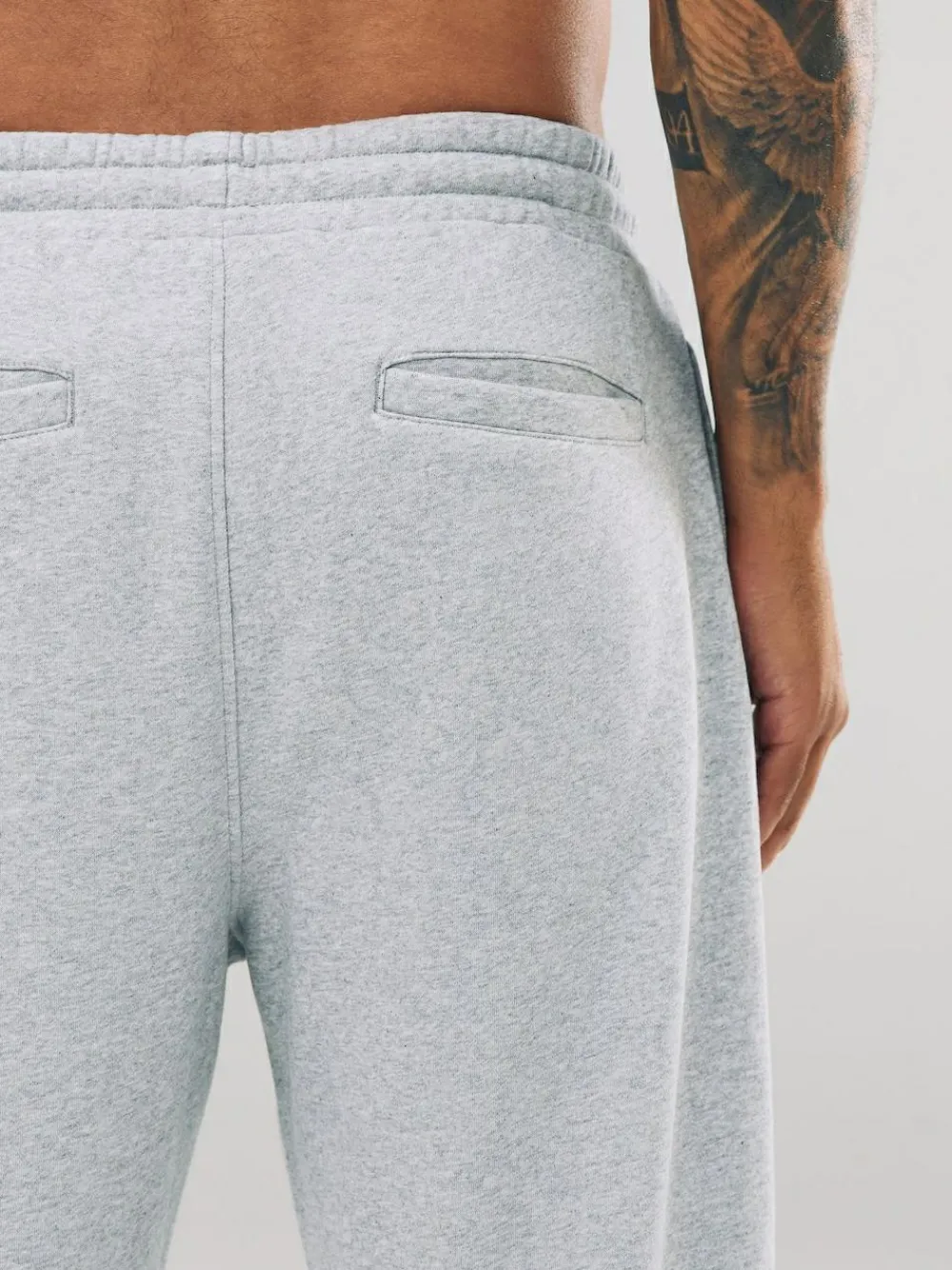 Discount Next Grey Marl Straight Fit Relaxed Fit Brushback Heavyweight Joggers