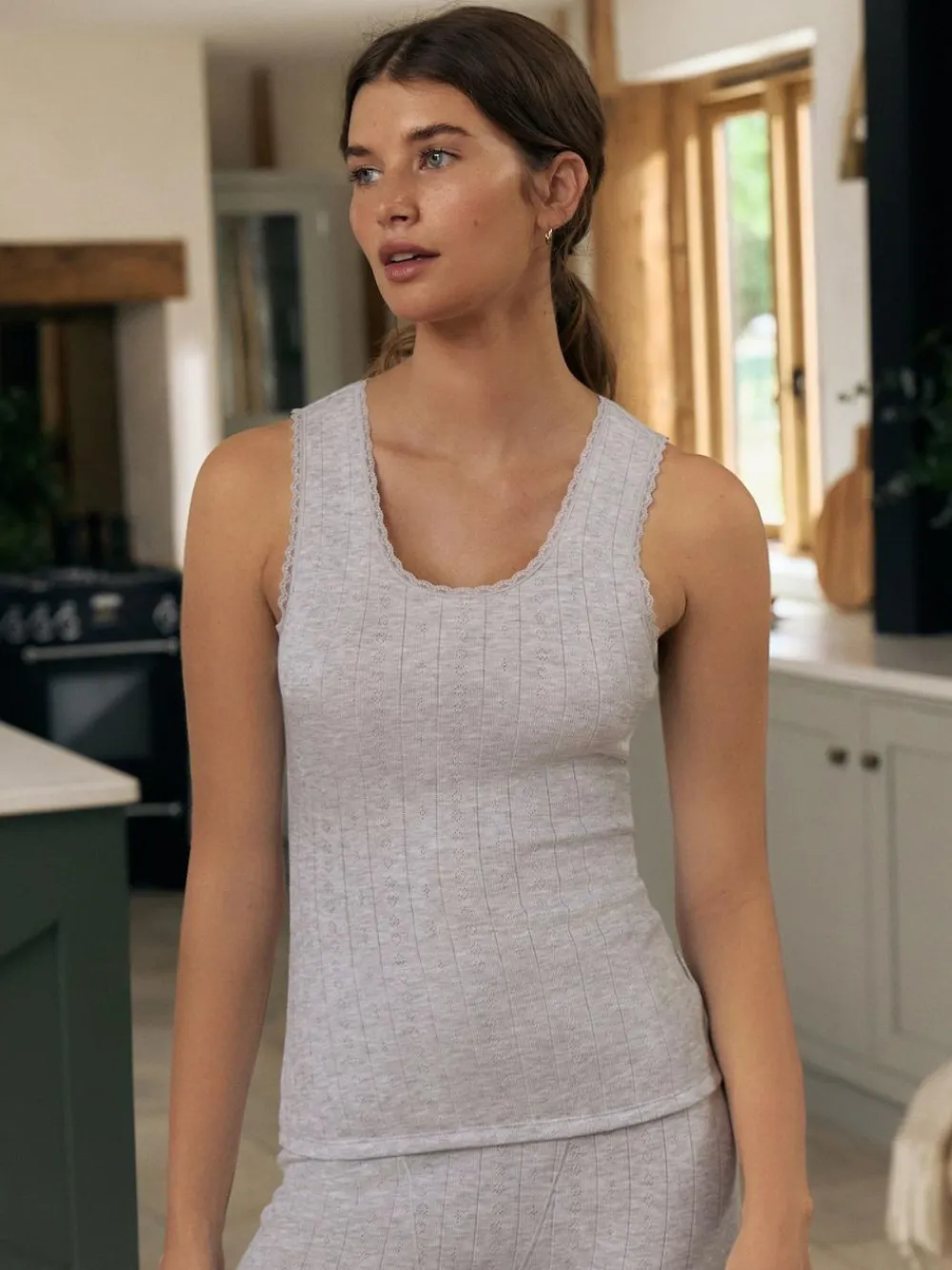 Sale Next Thermal Maximum Warmth Cosy Pointelle Vest Grey Marl