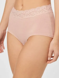 Next Grey Marl/Pink/Plum Full Brief Cotton Lace Knickers 4 Pack^Women Panties