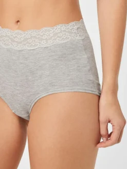 Next Grey Marl/Pink/Plum Full Brief Cotton Lace Knickers 4 Pack^Women Panties