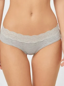 Clearance Next Grey Marl/Pink/Plum Short Cotton Lace Knickers 4 Pack