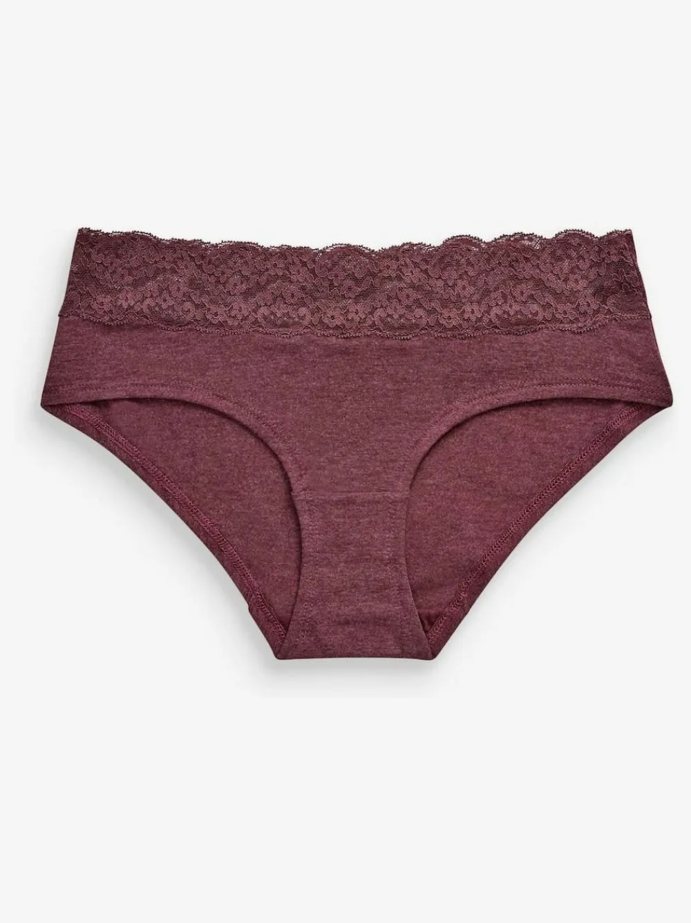 Clearance Next Grey Marl/Pink/Plum Short Cotton Lace Knickers 4 Pack