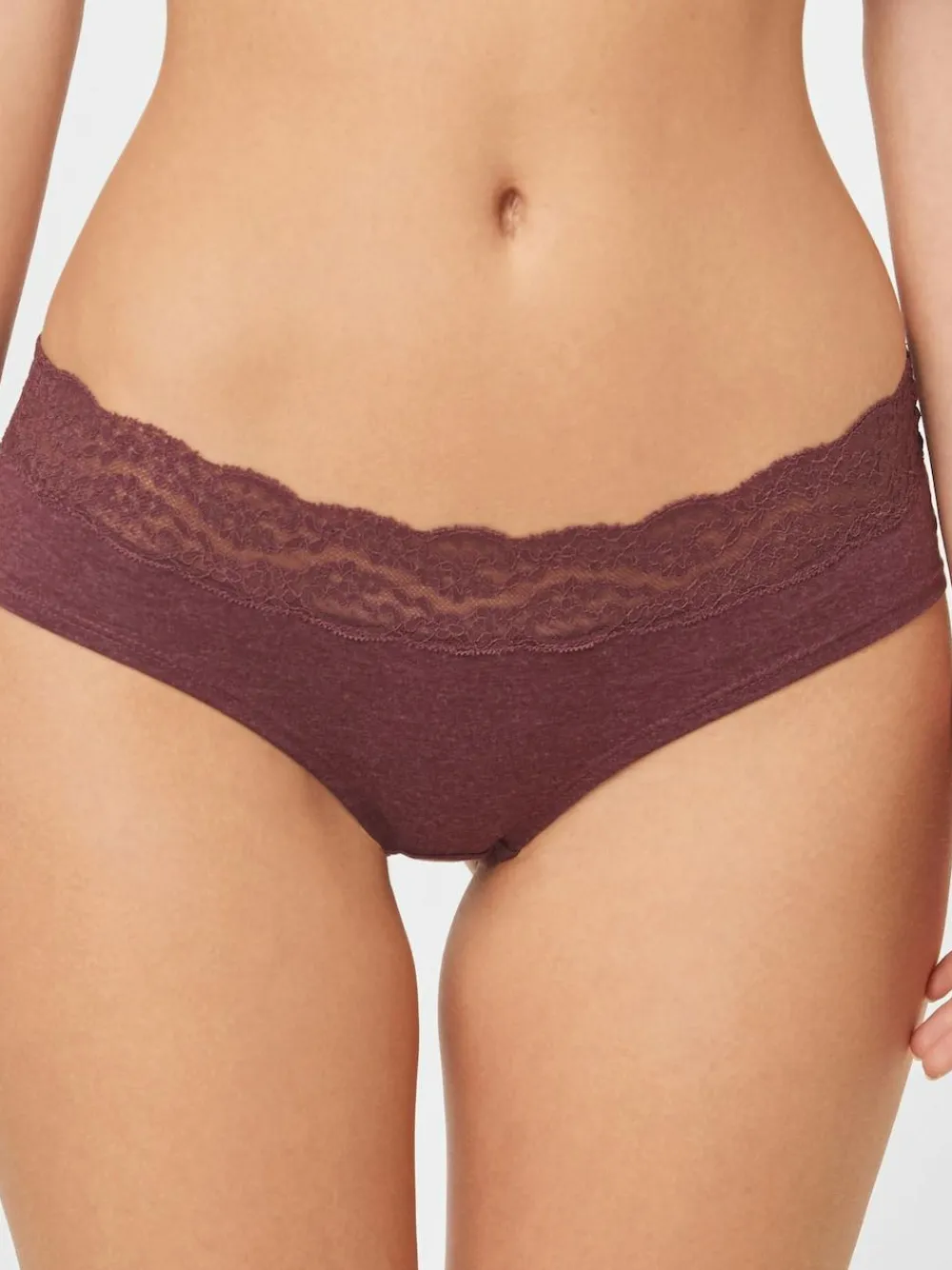 Clearance Next Grey Marl/Pink/Plum Short Cotton Lace Knickers 4 Pack