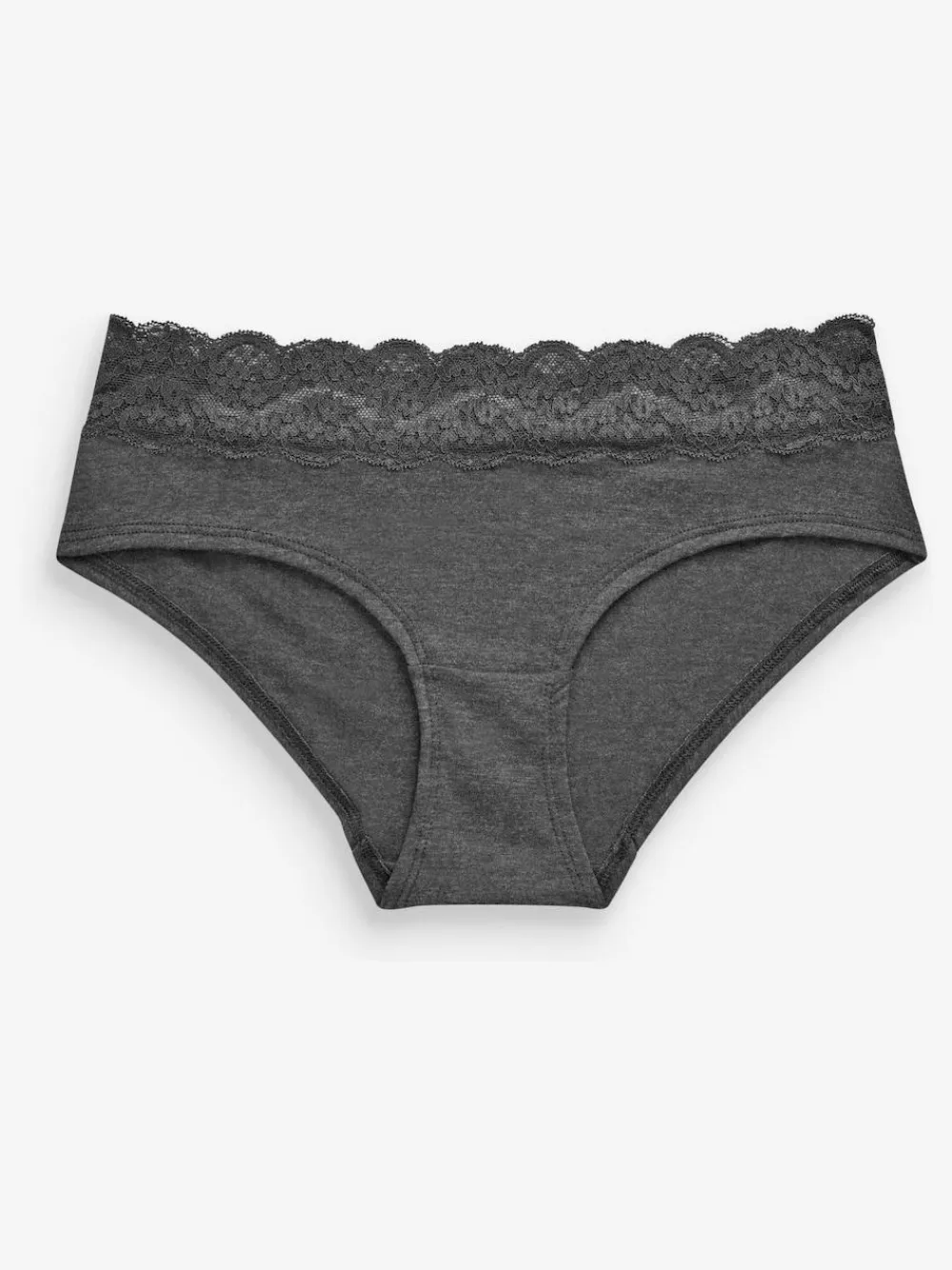Clearance Next Grey Marl/Pink/Plum Short Cotton Lace Knickers 4 Pack