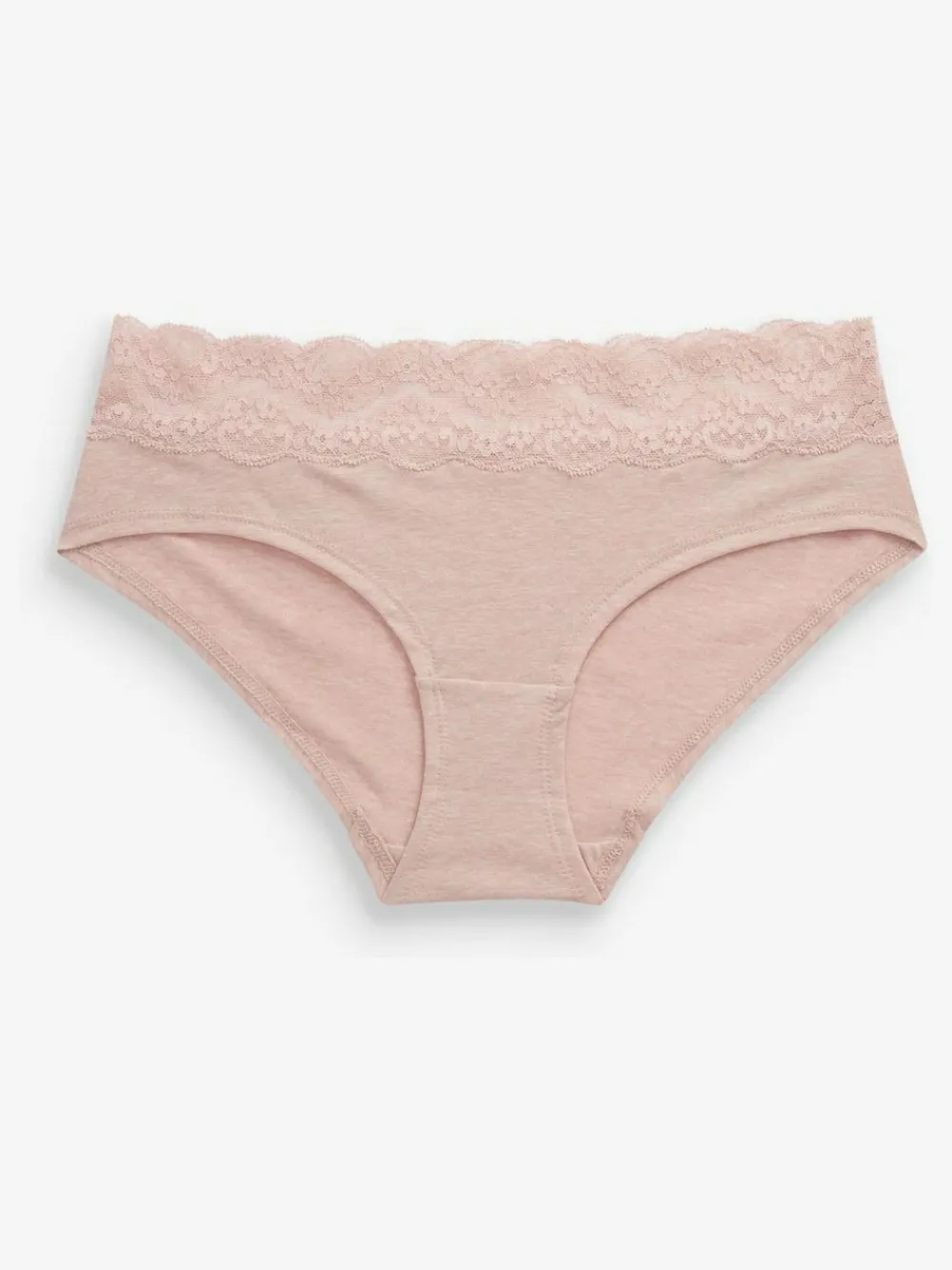 Clearance Next Grey Marl/Pink/Plum Short Cotton Lace Knickers 4 Pack