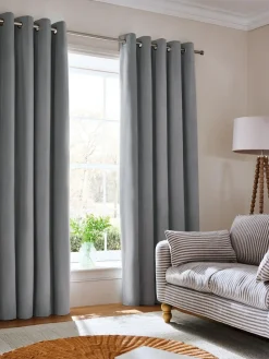 New Next Grey Matte Velvet Blackout/Thermal Curtains
