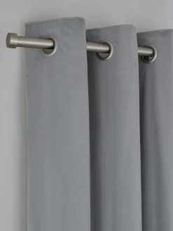 New Next Grey Matte Velvet Blackout/Thermal Curtains