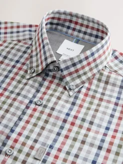Best Next Grey/ Multi Colour Gingham Regular Fit Easy Iron Button Down Oxford Shirt