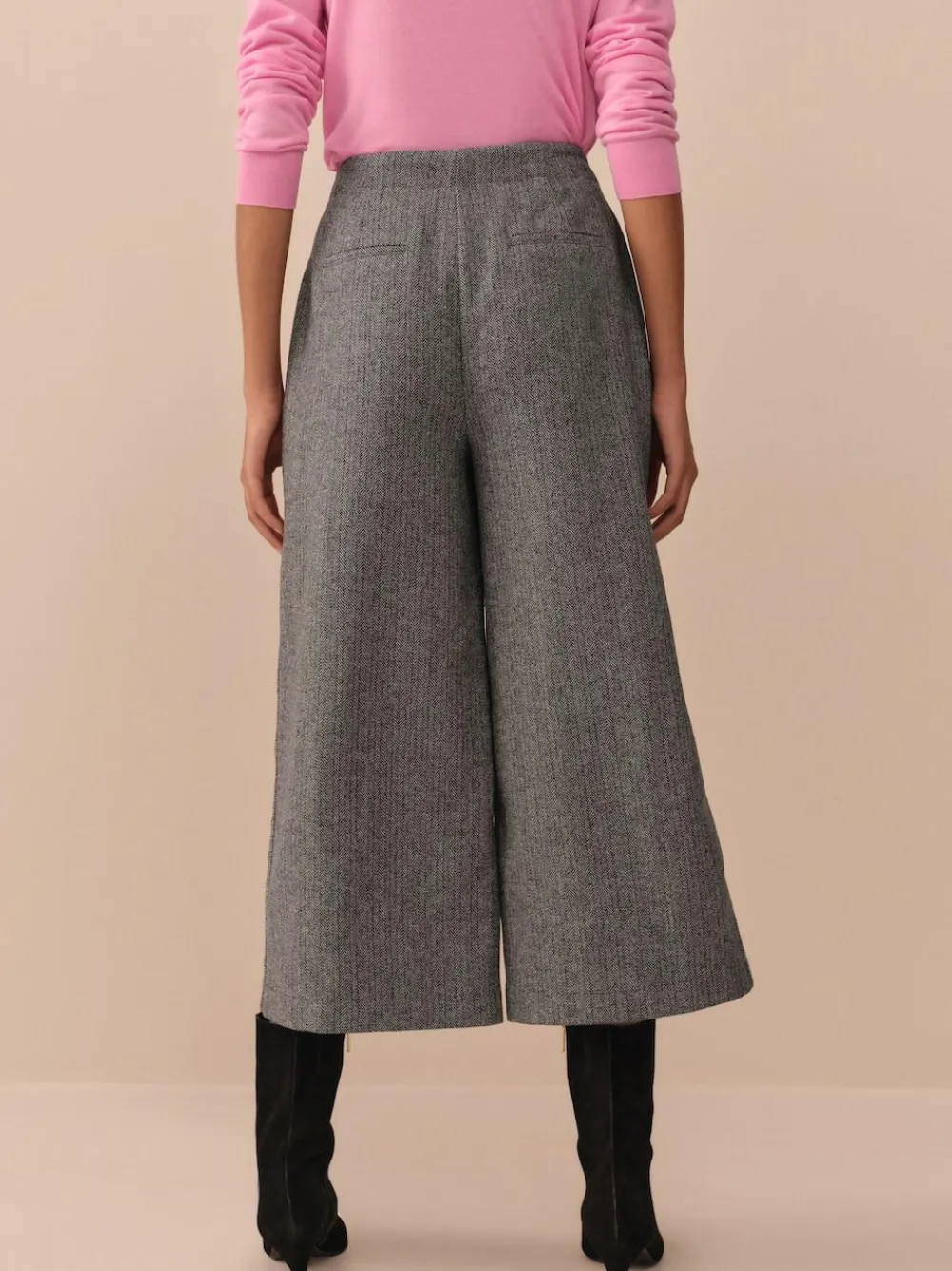 New Next N. Premium Herringbone Culottes With Wool Grey