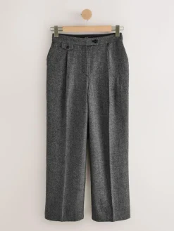 Best Next Grey N. Premium Wide Leg Pleated Trousers With Wool