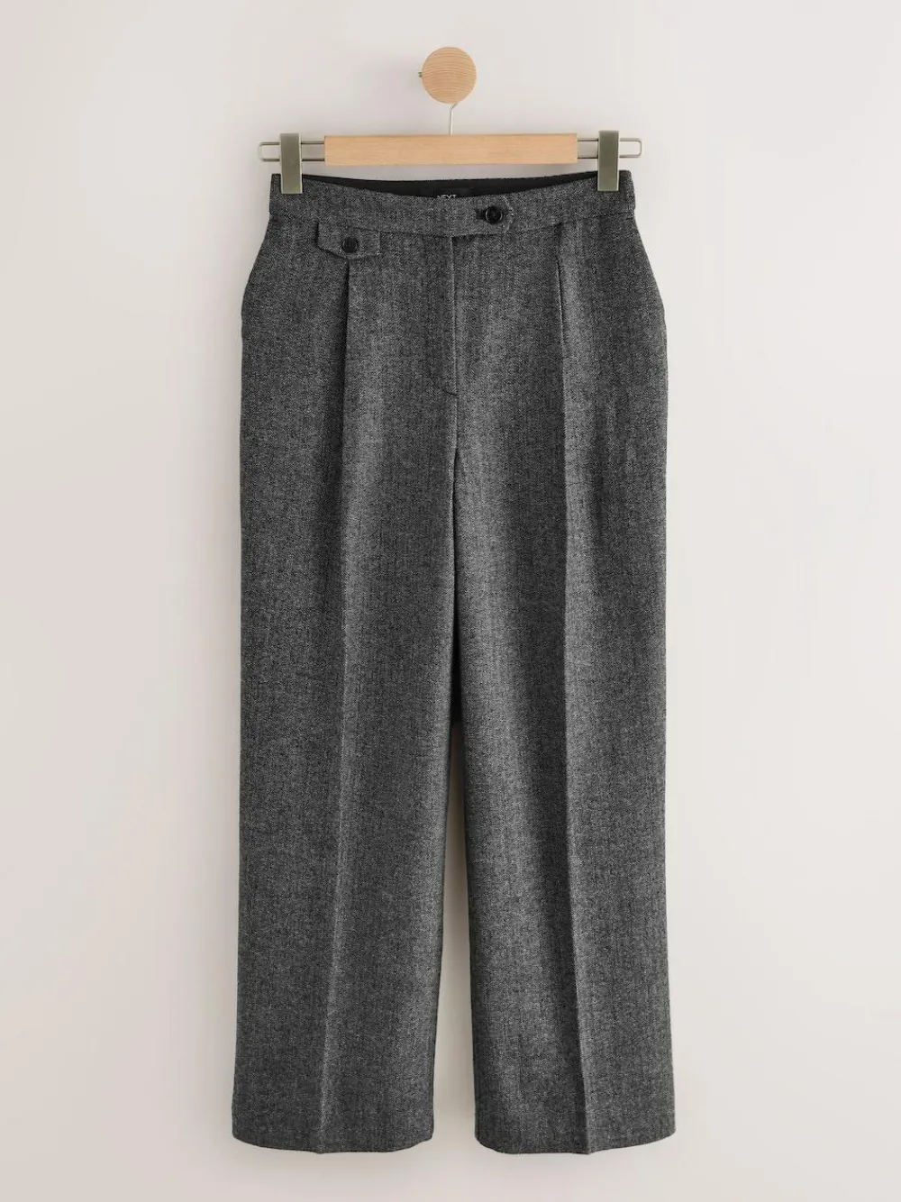 Best Next Grey N. Premium Wide Leg Pleated Trousers With Wool