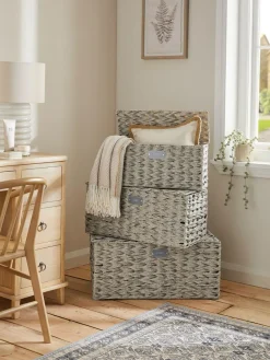 Sale Next Grey Plastic Wicker Set of 3 Storage Basket