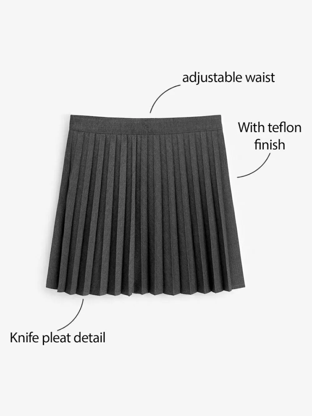 New Next Grey Pleat School Skirt (3-16yrs)