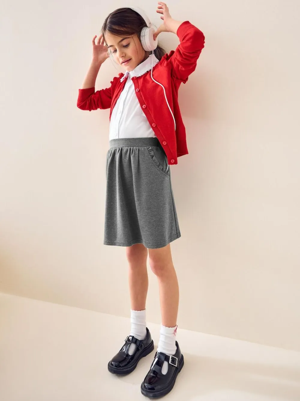New Next Grey Pull-on Stretch School Skirt (3-16yrs)