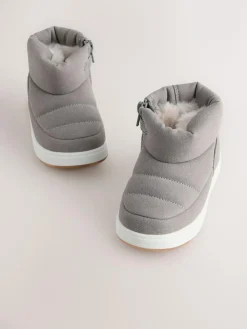 New Next Quilted Pull On Boots Grey