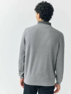 Outlet Next Regular Fit Rib Texture Mock Shirt Jumper Grey