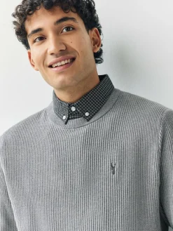 Outlet Next Regular Fit Rib Texture Mock Shirt Jumper Grey