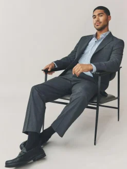 Next Grey Regular Fit Texture Motionflex Stretch Suit Jacket^ Grey Suits