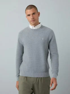 New Next Regular Fit Textured Oxford Mock Shirt Jumper Grey