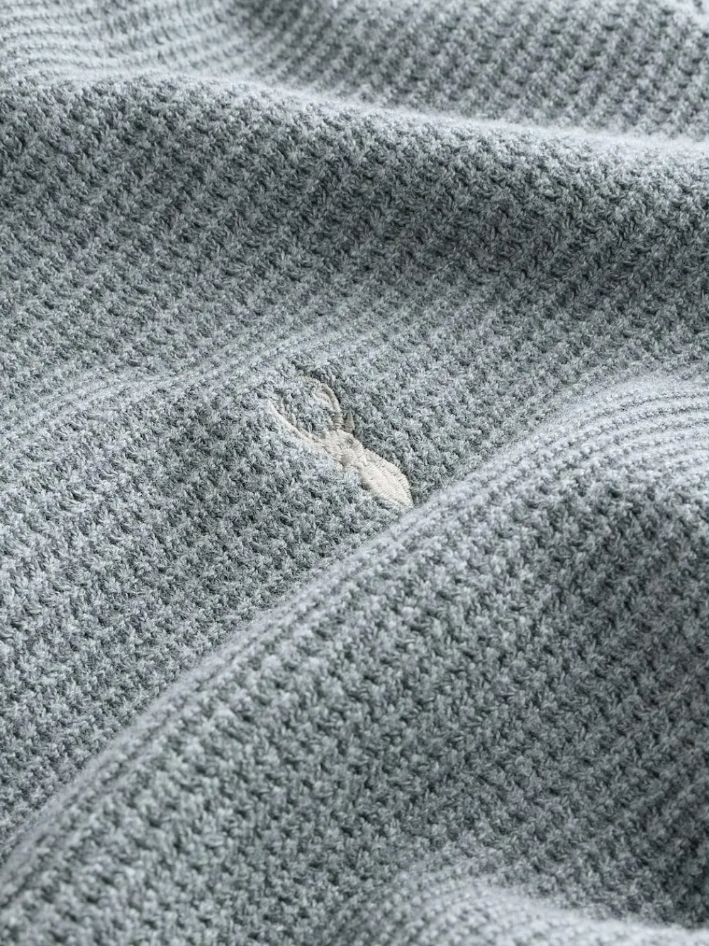 New Next Regular Fit Textured Oxford Mock Shirt Jumper Grey