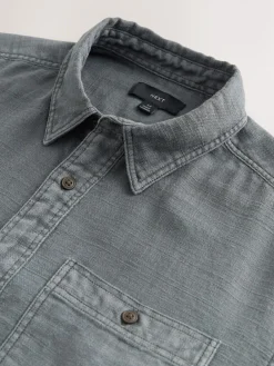 Next Regular Fit Textured Twin Pocket Long Sleeve Shirt^ Shirts
