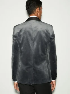 Sale Next Regular Fit Velvet Blazer Grey
