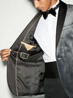 Sale Next Regular Fit Velvet Blazer Grey