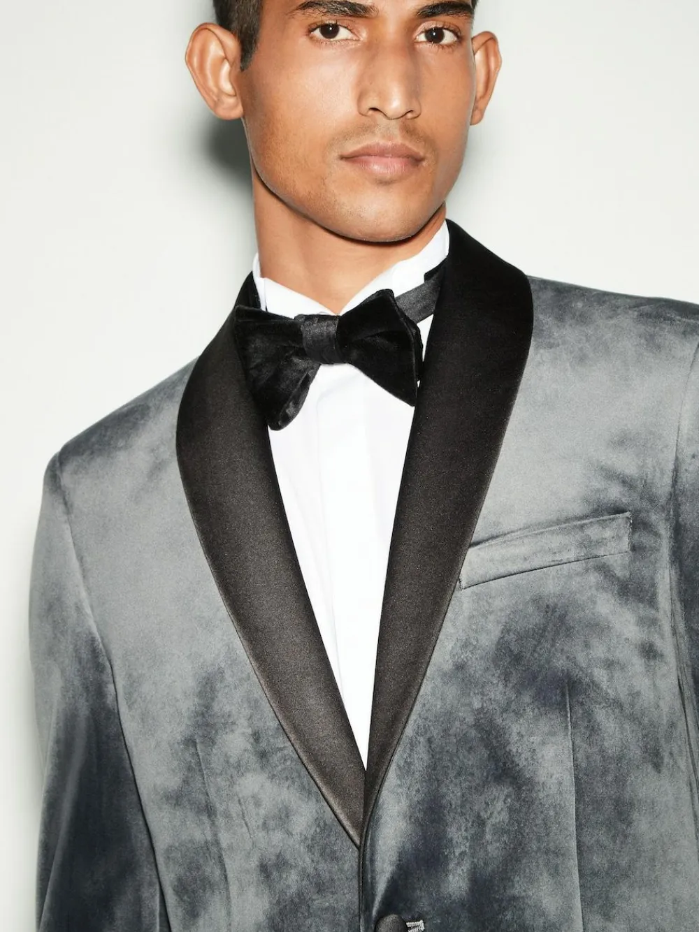 Sale Next Regular Fit Velvet Blazer Grey