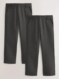 Next Regular Leg Pull On Waist School Trousers 2 Pack (3-17yrs)^BOY Pants & Chinos|Tznius Pants
