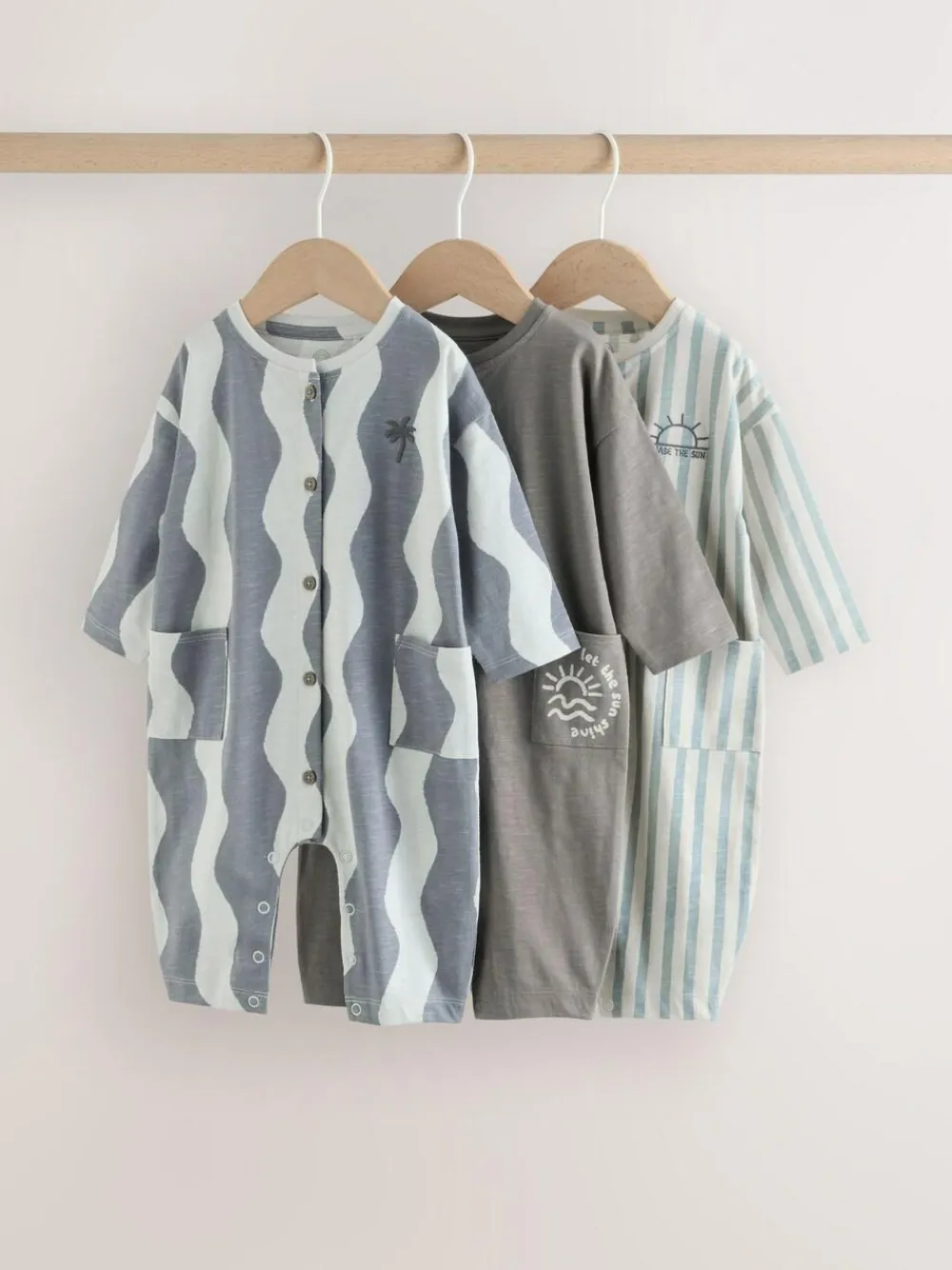 Next Grey Scandi Cactus Baby Rompers 3 Pack^ Rompers & Overalls
