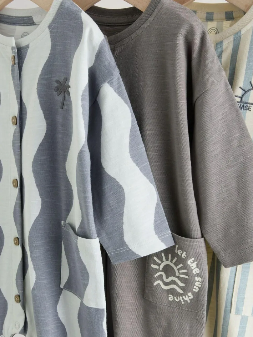 Next Grey Scandi Cactus Baby Rompers 3 Pack^ Rompers & Overalls