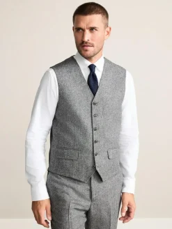 Discount Next Signature Abraham Moon 100% British Wool Donegal Suit Waistcoat Grey