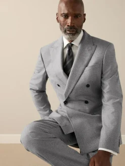 Outlet Next Grey Signature Cerruti Wool Puppytooth Double Breasted Suit Jacket