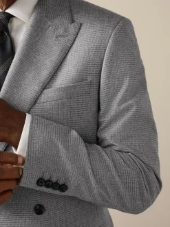 Outlet Next Grey Signature Cerruti Wool Puppytooth Double Breasted Suit Jacket