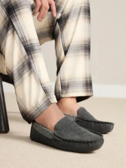 Next Signature Suede Fabric Trim Moccasin Slippers^ Slippers|Slippers