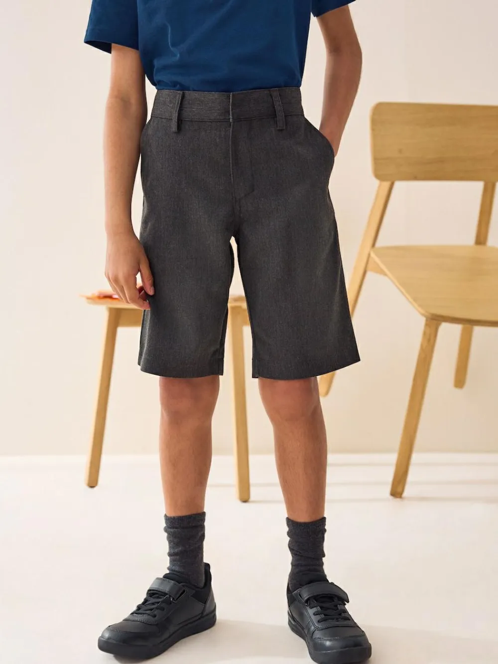 Online Next Single Flat Front School Shorts (3-14yrs) Grey