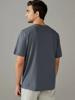 Next Grey Slate Regular Fit Essential Crew Neck Cotton T-Shirt^ Loungewear